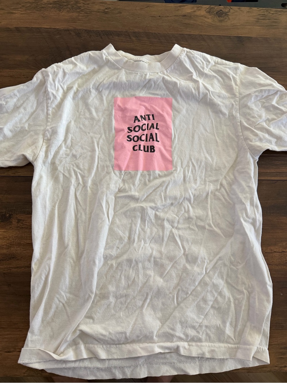 Anti Social Social Club White Tee with Pink Box Logo